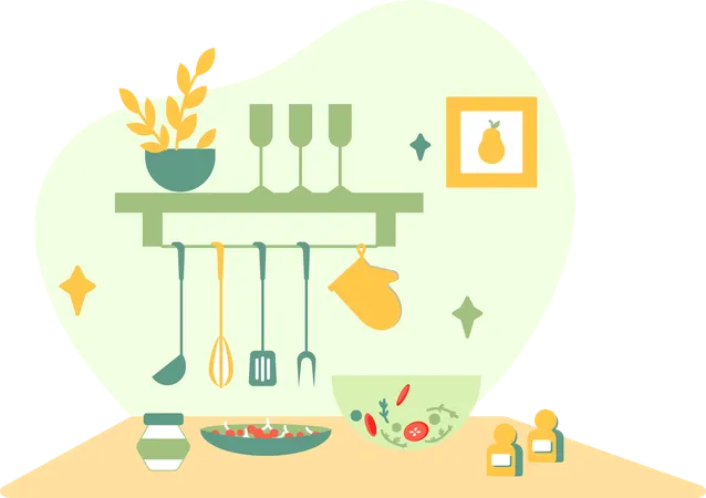Kitchen and Delicious Recipe  Illustration