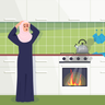 illustrations for kitchen fire