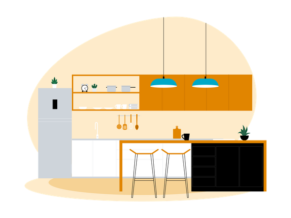 Kitchen interior Illustration