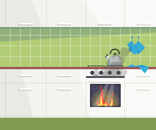 Kitchen on fire  Illustration