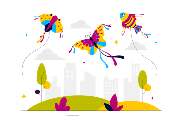 Kite flying  Illustration