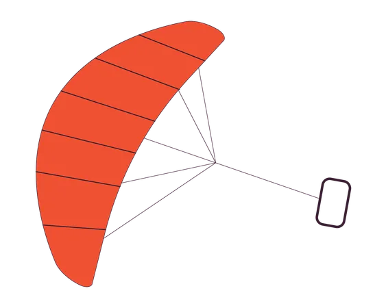 Kite From Kitesurfing Gear Flat Line Color Isolated Vector Object Kiteboarding Equipment Editable Clip Art Image On White Background Simple Outline Cartoon Spot Illustration For Web Design Illustration