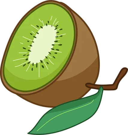 This Illustration Captures The Unique Texture And Vivid Green Color Of Kiwi Sliced To Show Its Tiny Seeds Illustration