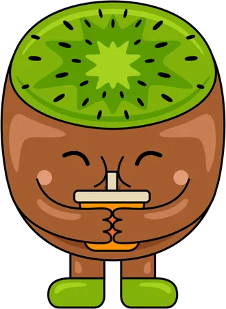 Kiwi Mascot drinking juice  Illustration