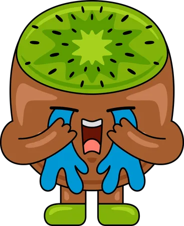 Mascote kiwi chorando  Ilustração