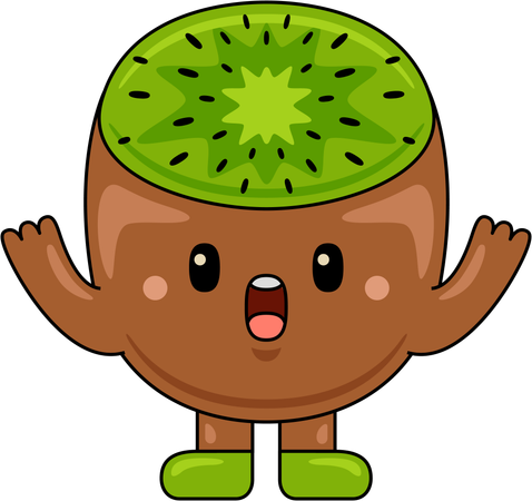 Mascote kiwi com braços abertos  Ilustração