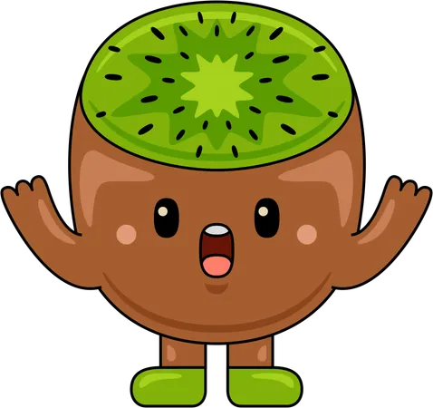 Mascote kiwi com braços abertos  Ilustração