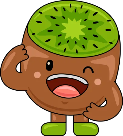 Mascote kiwi piscando olho  Ilustração