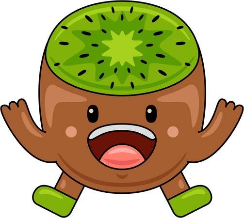 Mascotte kiwi sautant  Illustration