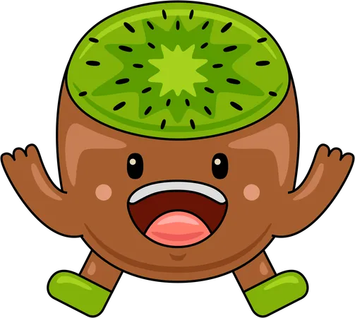 Mascotte kiwi sautant  Illustration