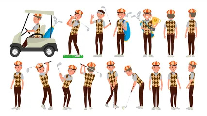 Golfspieler-Vektor Illustrationspack