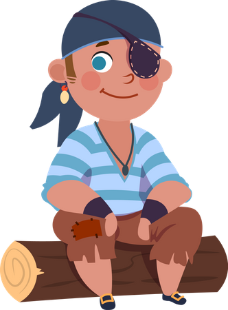 Kleine Jungs Piraten  Illustration