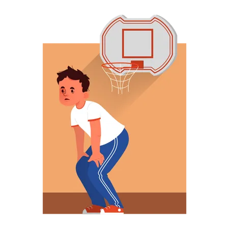 Kleine Kinder spielen Basketball in der Schule  Illustration