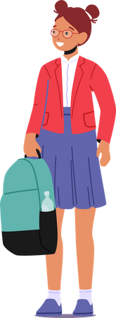 Kleines Schülermädchen mit Rucksack  Illustration