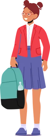 Kleines Schülermädchen mit Rucksack  Illustration