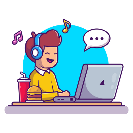 Kleiner Junge bei Online-Gespräch  Illustration