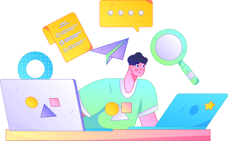 Kleiner Junge beobachtet Business-Checkliste  Illustration