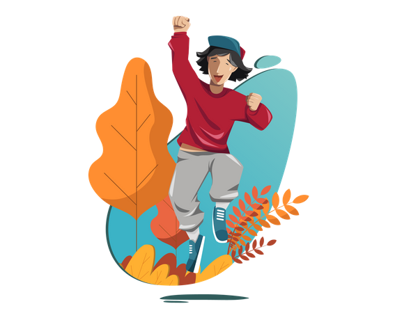 Kleiner Junge feiert seinen Erfolg  Illustration