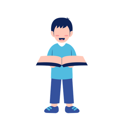Kleiner Junge hält Buch  Illustration