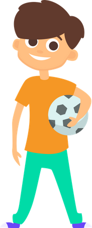 Kleiner junge der fußball hält  Illustration