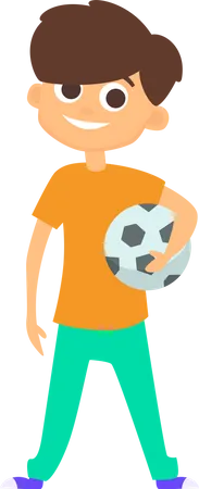 Kleiner junge der fußball hält  Illustration