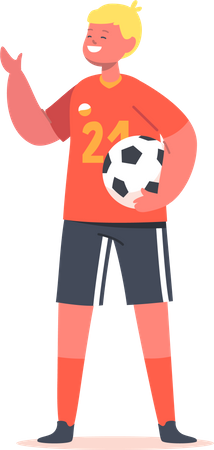 Kleiner Junge hält Fußball  Illustration