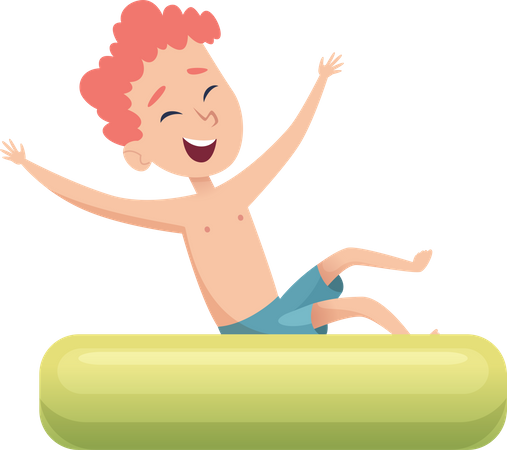 Kleiner Junge im Schwimmbad mit Schwimmreifen  Illustration