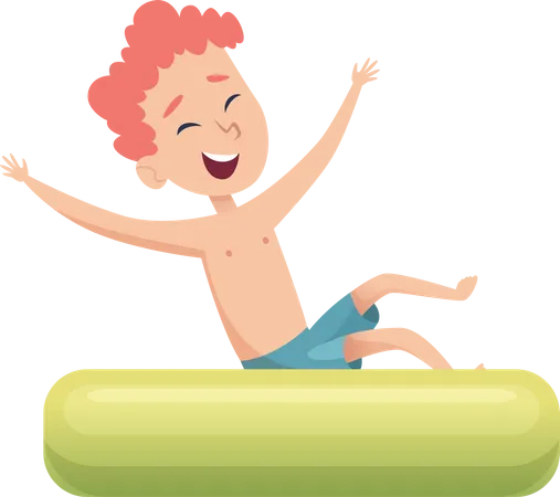 Kleiner Junge im Schwimmbad mit Schwimmreifen  Illustration