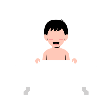 Kleiner Junge in der Badewanne  Illustration