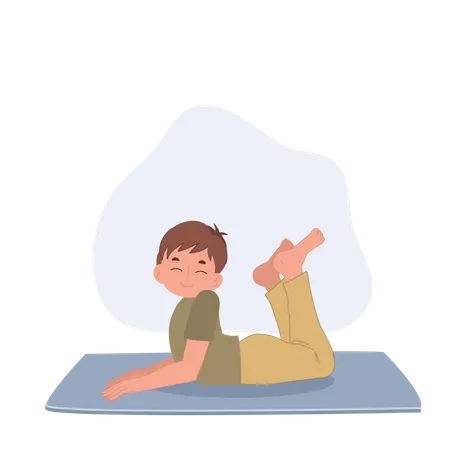 Kleiner Junge macht Bhujangasana-Pose  Illustration