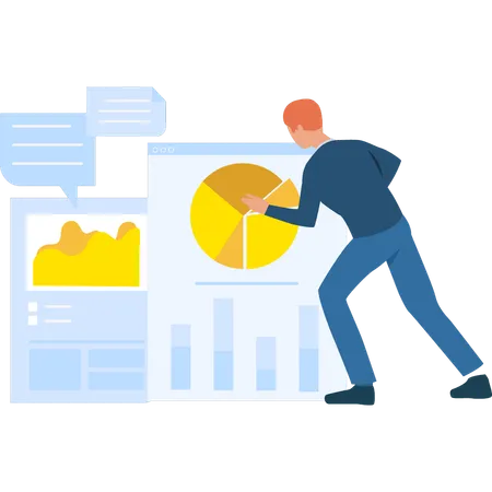 Kleiner Junge erstellt ein Diagramm  Illustration