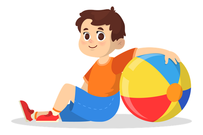 Kleiner Junge mit Ball  Illustration
