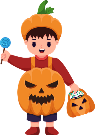 Kleiner Junge mit Halloweenkostüm  Illustration