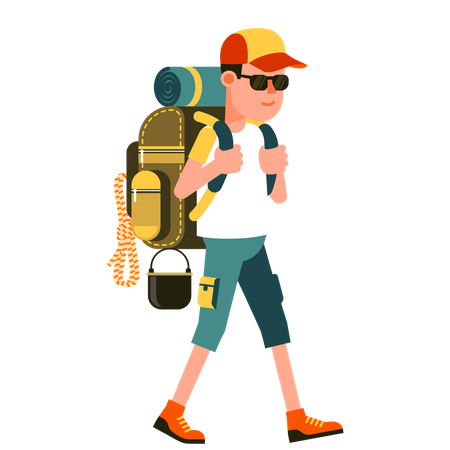 Kleiner Junge mit Rucksack  Illustration