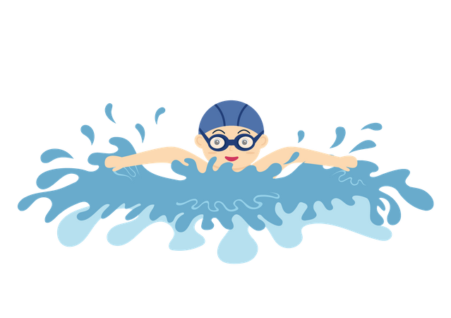 Kleiner junge der wasser planscht  Illustration