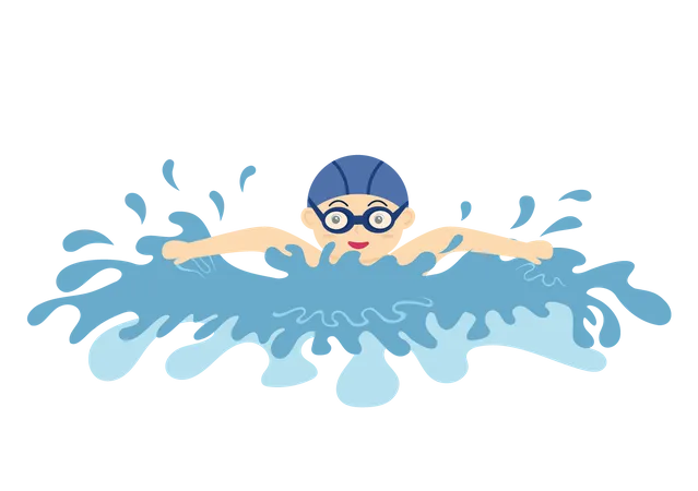 Kleiner junge der wasser planscht  Illustration