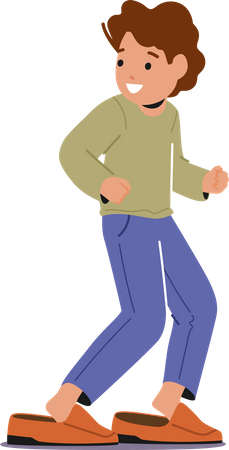 Kleiner Junge probiert Papas Schuhe an  Illustration
