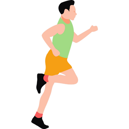 Kleiner Junge joggt zum Training  Illustration