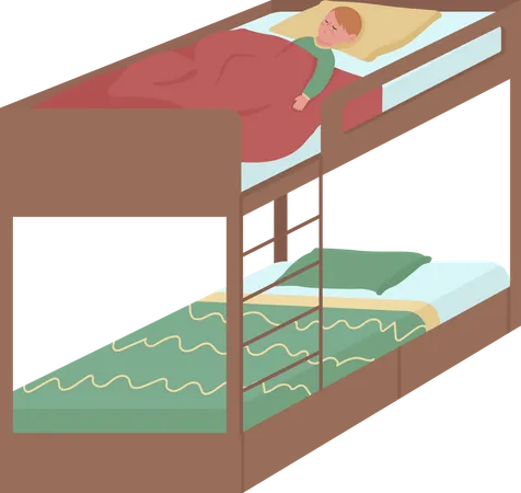 Kleiner Junge schläft im Etagenbett  Illustration