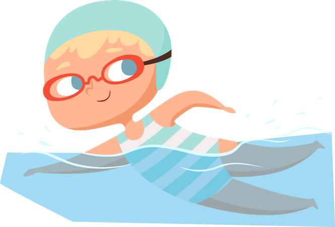 Kleiner Junge schwimmt  Illustration