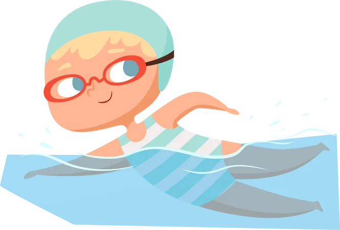 Kleiner Junge schwimmt  Illustration