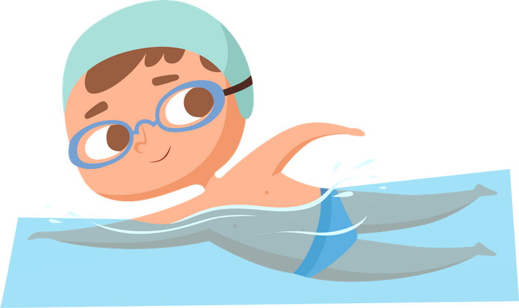 Kleiner Junge schwimmt  Illustration