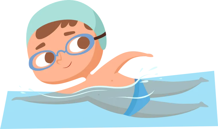 Kleiner Junge schwimmt  Illustration