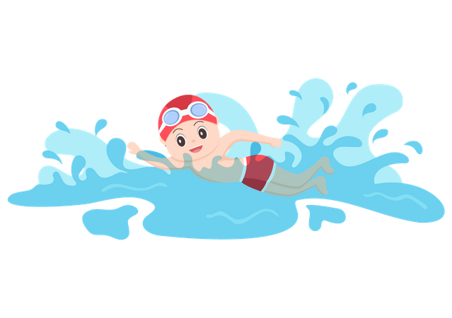 Kleiner Junge schwimmt im Pool  Illustration