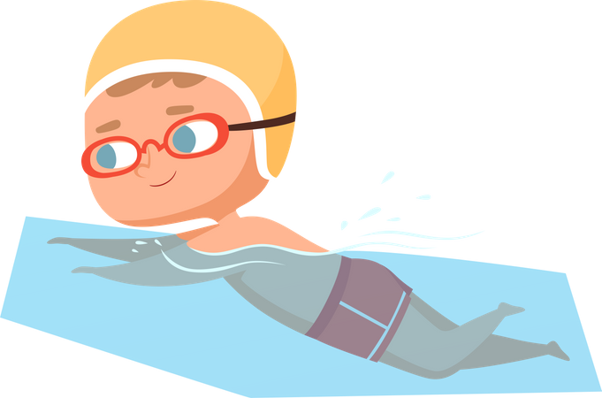 Kleiner Junge schwimmt im Pool  Illustration