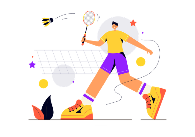 Kleiner Junge spielt Badminton  Illustration