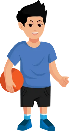 Kleiner Junge spielt Ball  Illustration