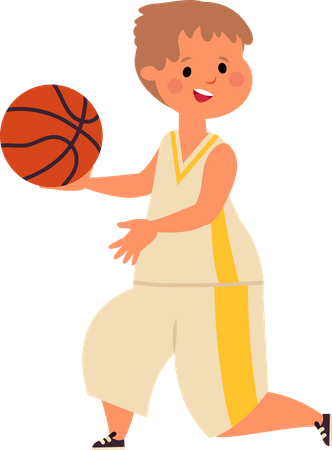 Kleiner Junge spielt Basketball  Illustration