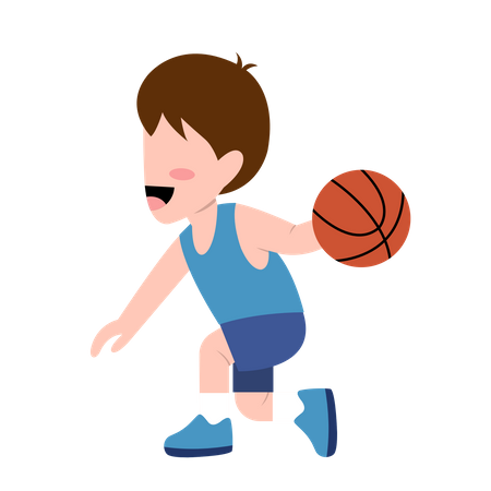 Kleiner Junge spielt Basketball  Illustration