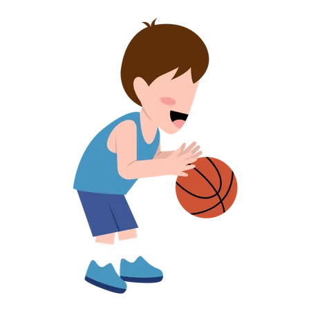 Kleiner Junge spielt Basketball  Illustration